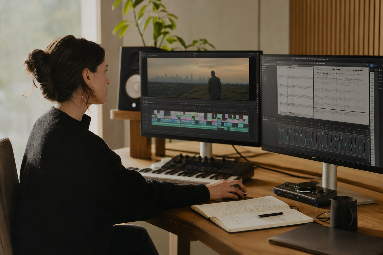 Composición para cine y medios audiovisuales en un estudio contemporáneo con sesión audiovisual abierta